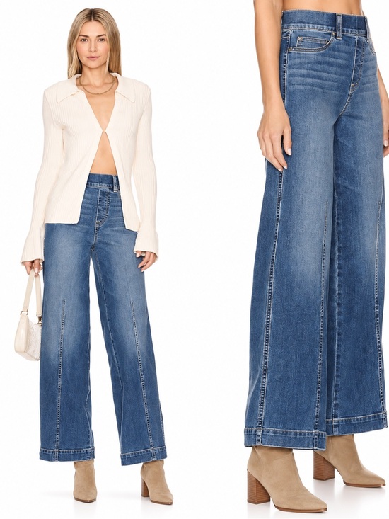 SPANX Denim - Spanx Shape Seamed Front Wide Leg Jeans Vintage Indigo Size XS Petite